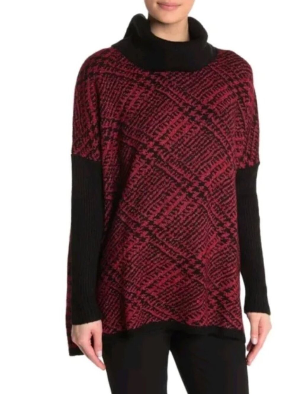 Joseph A Red & Black Cowl Neck Sweater Size S